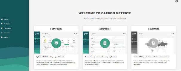 Carbon Metrics CO2 Computation dashboard homepage