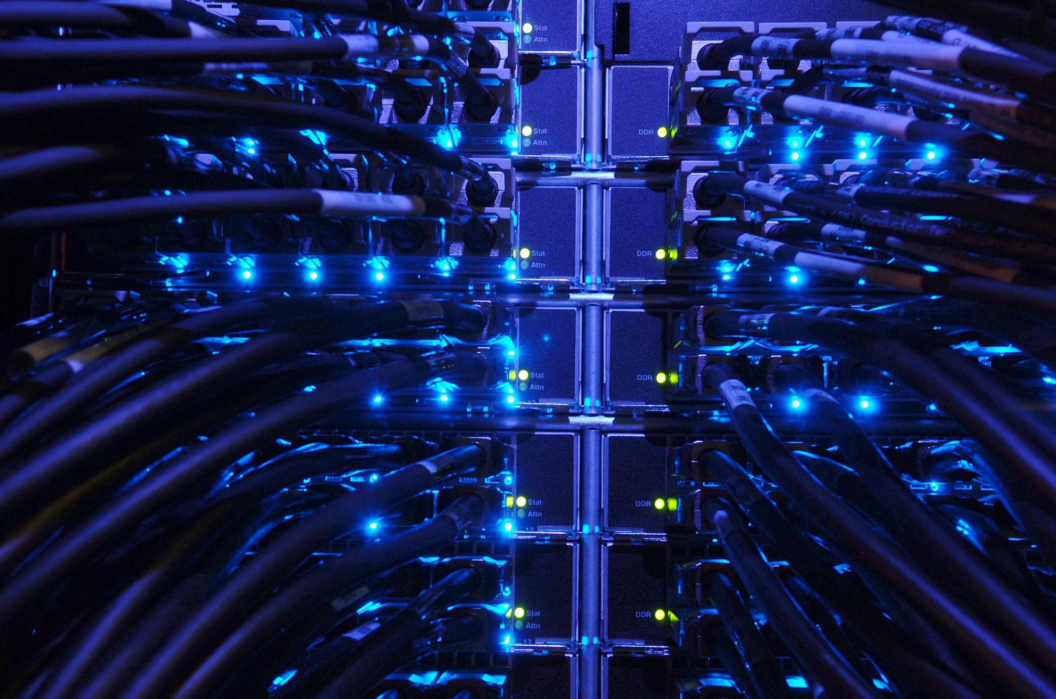 Server infrastructure with blue network cables