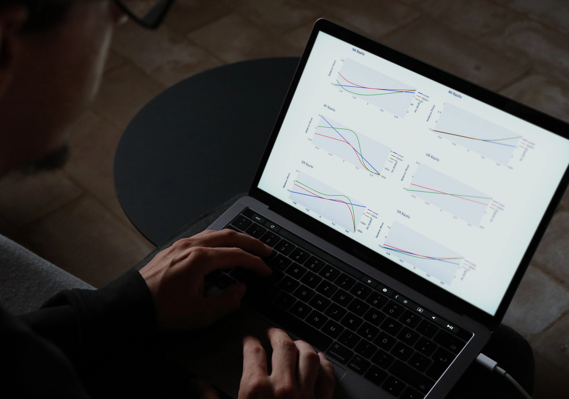 Person working on financial reporting software on laptop